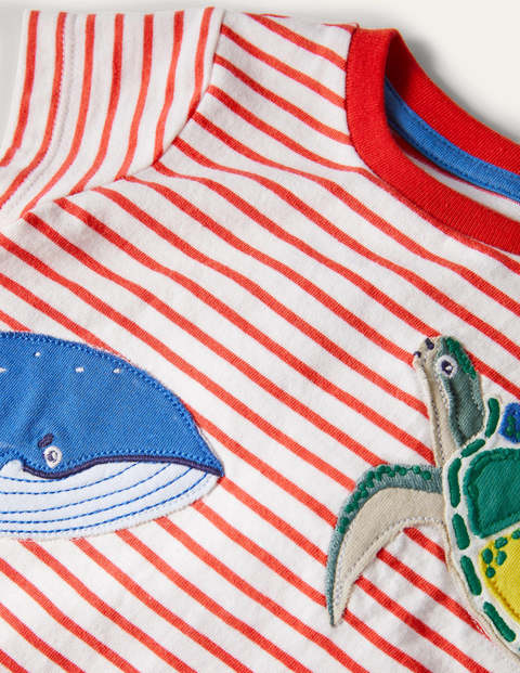 Peeking Animals Stripy T-shirt - Ivory/Red Under the Sea Peeking Animals Stripy T-shirt - Ivory/Red Under the Sea