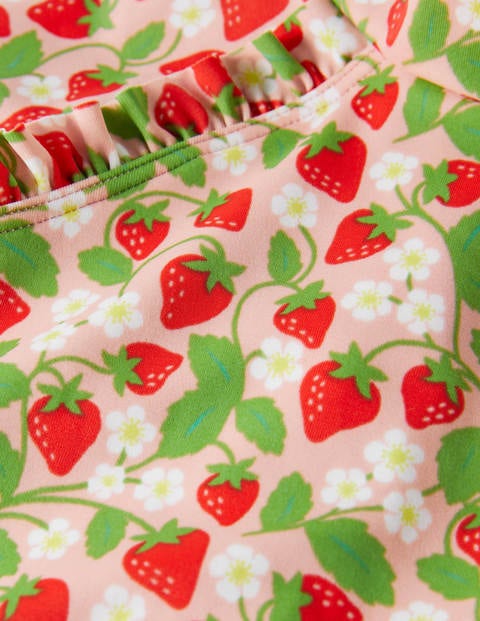 Maillot de bain volanté à manches longues - Motif Ditsy Strawberries rose boto Maillot de bain volanté à manches longues - Motif Ditsy Strawberries rose boto
