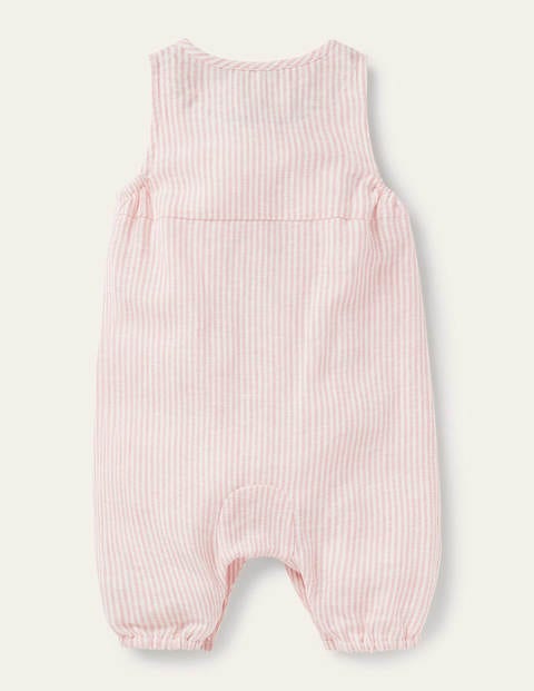 Contrast Pocket Woven Romper - Pink Lemonade Ticking Contrast Pocket Woven Romper - Pink Lemonade Ticking