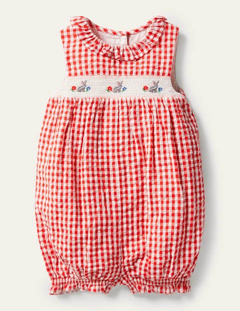 Smocked Check Romper - Strawberry Tart Red Gingham Smocked Check Romper - Strawberry Tart Red Gingham