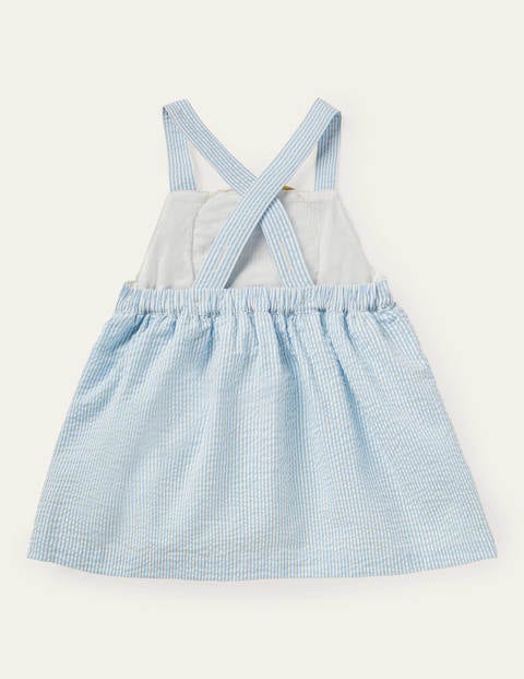 Schürzenkleid mit Heißluftballon - Surfbrettblau, Feine Streifen/Heißluftballon Schürzenkleid mit Heißluftballon - Surfbrettblau, Feine Streifen/Heißluftballon