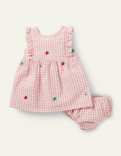 Woven Gingham Fruit Dress - Pink Lemonade Gingham Woven Gingham Fruit Dress - Pink Lemonade Gingham