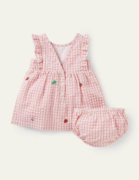 Woven Gingham Fruit Dress - Pink Lemonade Gingham Woven Gingham Fruit Dress - Pink Lemonade Gingham