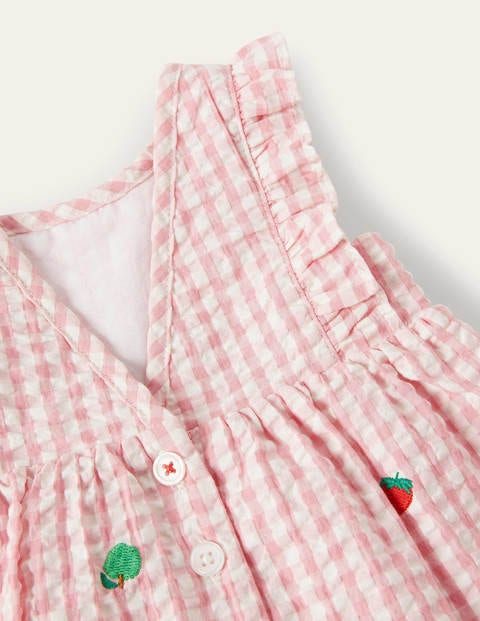 Woven Gingham Fruit Dress - Pink Lemonade Gingham Woven Gingham Fruit Dress - Pink Lemonade Gingham