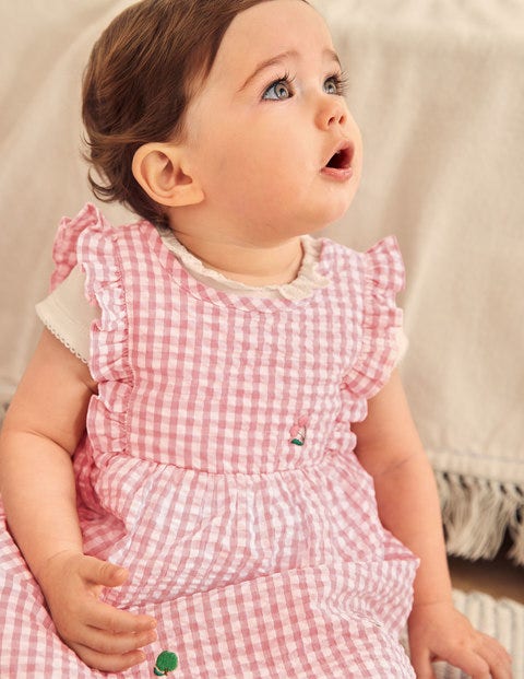 Woven Gingham Fruit Dress - Pink Lemonade Gingham Woven Gingham Fruit Dress - Pink Lemonade Gingham