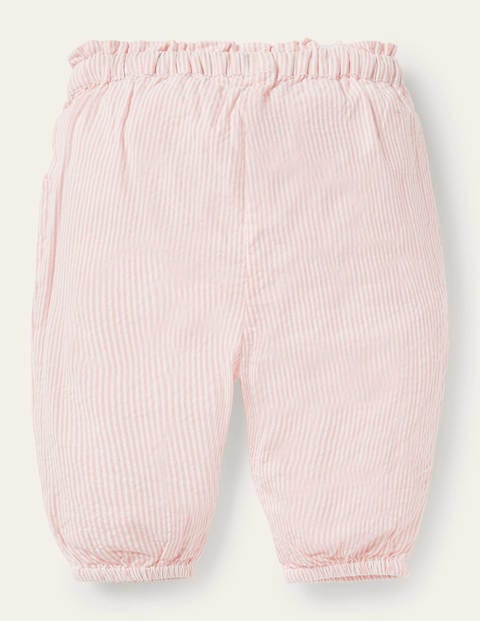 Gewebte Paperbag-Hose - Limonadenrosa, Feine Streifen Gewebte Paperbag-Hose - Limonadenrosa, Feine Streifen