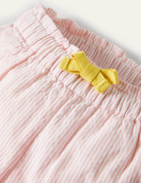 Gewebte Paperbag-Hose - Limonadenrosa, Feine Streifen Gewebte Paperbag-Hose - Limonadenrosa, Feine Streifen