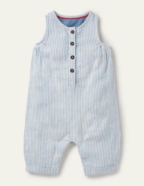 Woven Romper - Elizabethan Blue Ticking Woven Romper - Elizabethan Blue Ticking