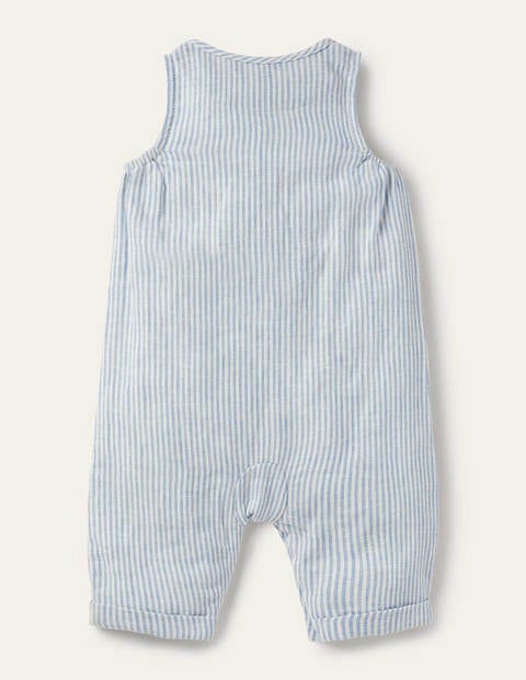 Woven Romper - Elizabethan Blue Ticking Woven Romper - Elizabethan Blue Ticking