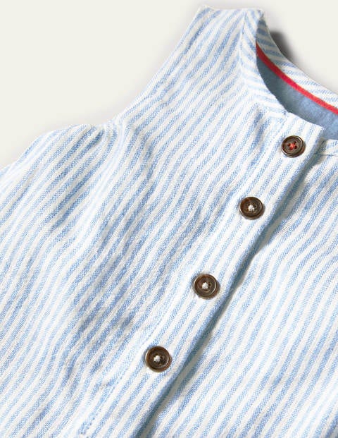 Woven Romper - Elizabethan Blue Ticking Woven Romper - Elizabethan Blue Ticking