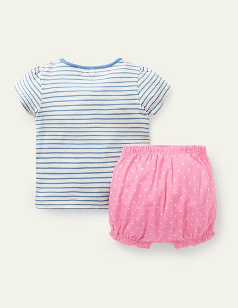 Pumpshorts-Spielset aus Jersey mit Applikation - Pflaumenblütenrosa, Vögel Pumpshorts-Spielset aus Jersey mit Applikation - Pflaumenblütenrosa, Vögel