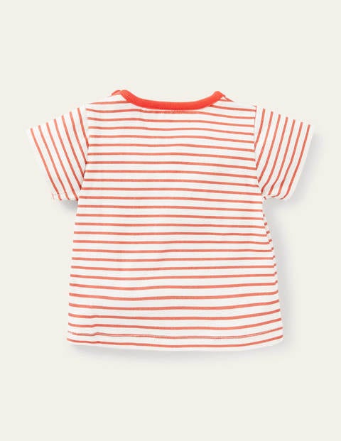 Sprout Appliqué Stripe T-shirt - Ivory/Guava Orange Sprout Sprout Appliqué Stripe T-shirt - Ivory/Guava Orange Sprout