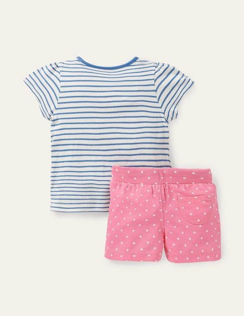 Jerseyshorts mit Applikation im Set - Naturweiß/Elisabethanisches Blau, Vögel Jerseyshorts mit Applikation im Set - Naturweiß/Elisabethanisches Blau, Vögel