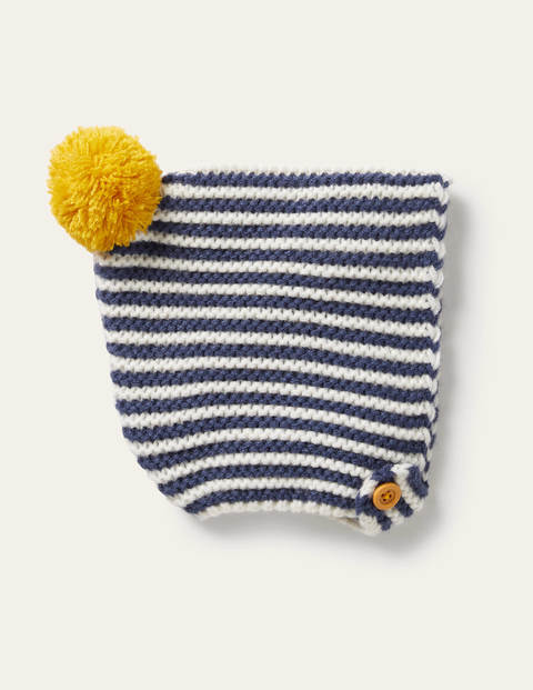 Knitted Bonnet - Ivory/Starboard Blue