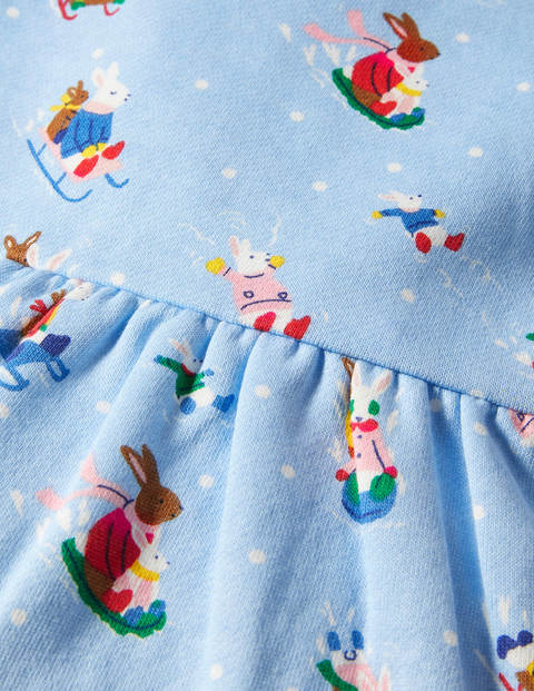 Robe-sweat cosy - Lapins des neiges ciel d'hiver Robe-sweat cosy - Lapins des neiges ciel d'hiver