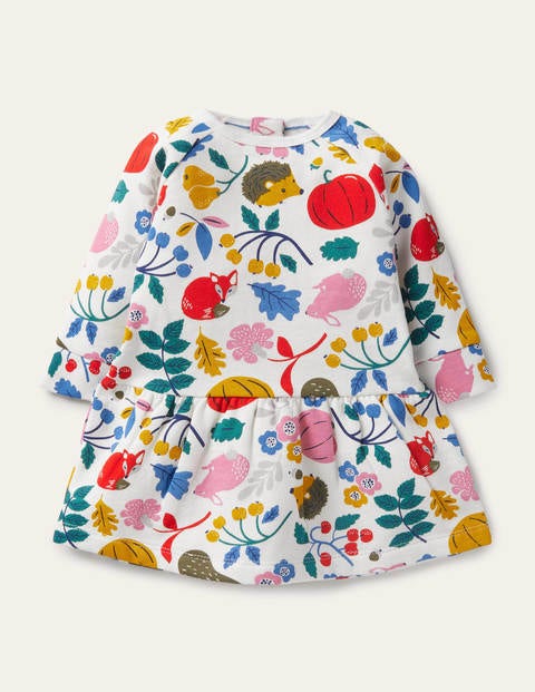 Bequemes Sweatshirt-Kleid - Naturweiß, Waldfreunde Bequemes Sweatshirt-Kleid - Naturweiß, Waldfreunde