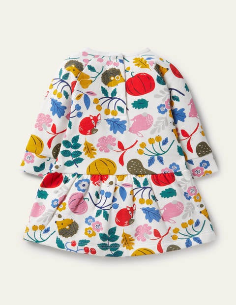Bequemes Sweatshirt-Kleid - Naturweiß, Waldfreunde Bequemes Sweatshirt-Kleid - Naturweiß, Waldfreunde