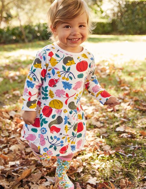 Bequemes Sweatshirt-Kleid - Naturweiß, Waldfreunde Bequemes Sweatshirt-Kleid - Naturweiß, Waldfreunde
