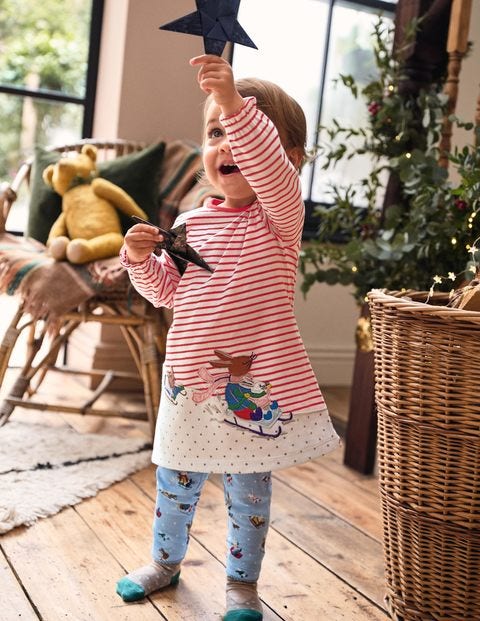 Kleid-Set mit großer Applikation - Himmelblau, Schneehäschen Kleid-Set mit großer Applikation - Himmelblau, Schneehäschen