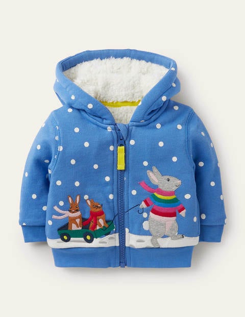 Shaggy-lined Hoodie - Elizabethan Blue Bunny Scene Shaggy-lined Hoodie - Elizabethan Blue Bunny Scene