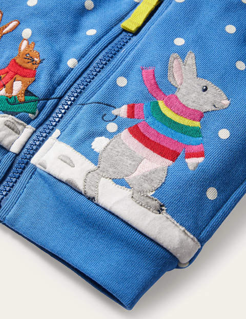 Shaggy-lined Hoodie - Elizabethan Blue Bunny Scene Shaggy-lined Hoodie - Elizabethan Blue Bunny Scene