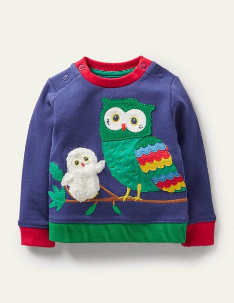 Gemütliches Sweatshirt - Segelblau, Eulen Gemütliches Sweatshirt - Segelblau, Eulen