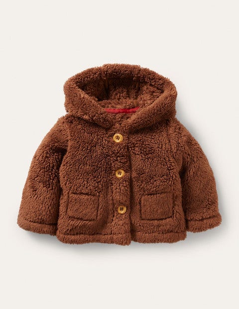 Borg Button-Up Jacket - Butterscotch Brown Bears Borg Button-Up Jacket - Butterscotch Brown Bears