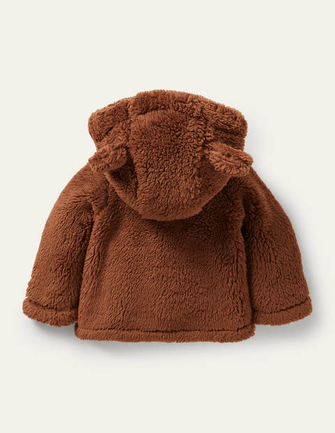 Borg Button-Up Jacket - Butterscotch Brown Bears