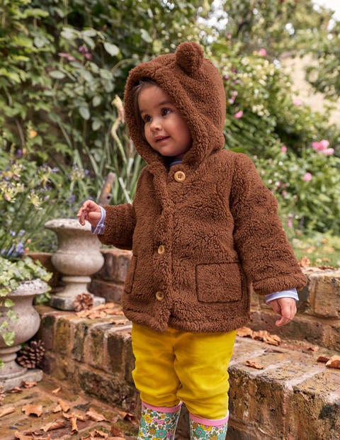 Borg Button-Up Jacket - Butterscotch Brown Bears Borg Button-Up Jacket - Butterscotch Brown Bears