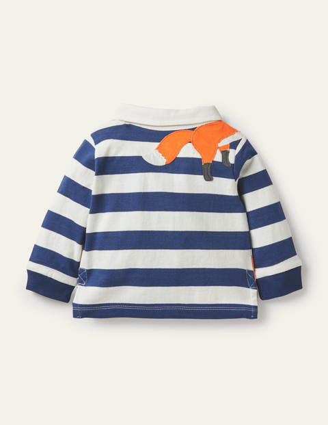 Peeking-in Fox Rugby T-Shirt - Ivory/Starboard Blue Foxes Peeking-in Fox Rugby T-Shirt - Ivory/Starboard Blue Foxes
