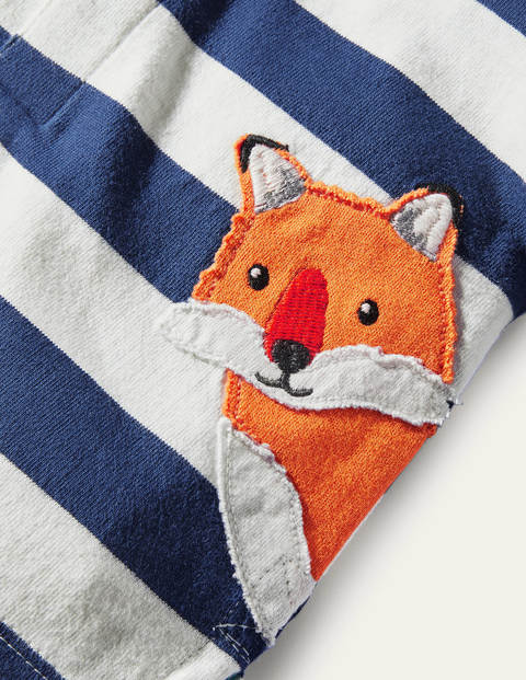Peeking-in Fox Rugby T-Shirt - Ivory/Starboard Blue Foxes Peeking-in Fox Rugby T-Shirt - Ivory/Starboard Blue Foxes