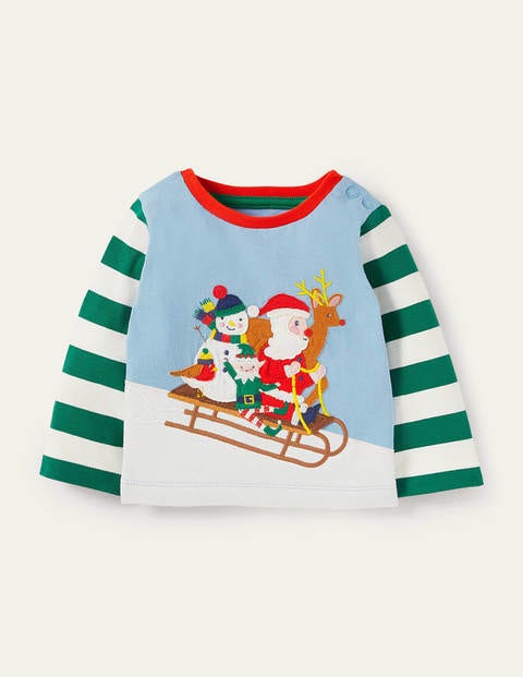 T-Shirt mit Weihnachtsschlittenmotiv - Surfbrett-Blau, Schlitten T-Shirt mit Weihnachtsschlittenmotiv - Surfbrett-Blau, Schlitten