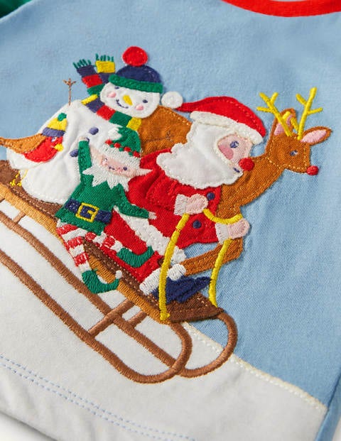 T-Shirt mit Weihnachtsschlittenmotiv - Surfbrett-Blau, Schlitten T-Shirt mit Weihnachtsschlittenmotiv - Surfbrett-Blau, Schlitten