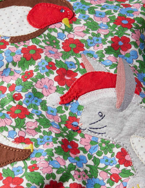 Novelty Christmas Romper - Ivory Vintage Bloom Animals Novelty Christmas Romper - Ivory Vintage Bloom Animals