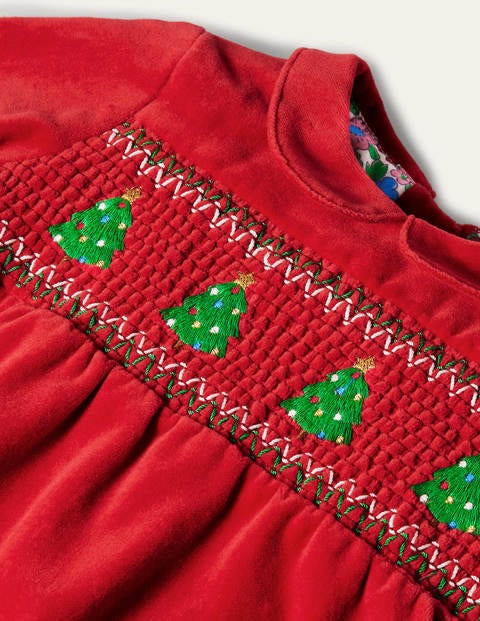 Velvet Smocked Dress - Rockabilly Red Velvet Smocked Dress - Rockabilly Red