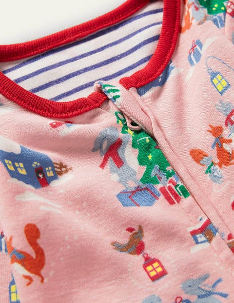 Schlafanzug mit Reißverschluss im 2er-Pack - Delfinrosa, Waldweihnachten Schlafanzug mit Reißverschluss im 2er-Pack - Delfinrosa, Waldweihnachten