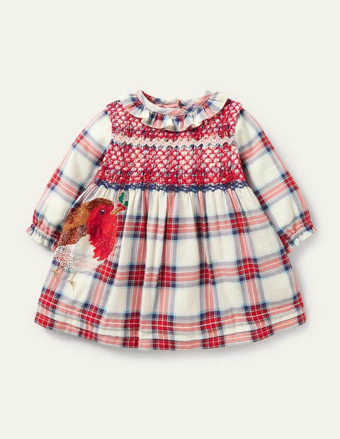Robe festive à carreaux - Carreaux ivoire/rouge rockabilly Robe festive à carreaux - Carreaux ivoire/rouge rockabilly