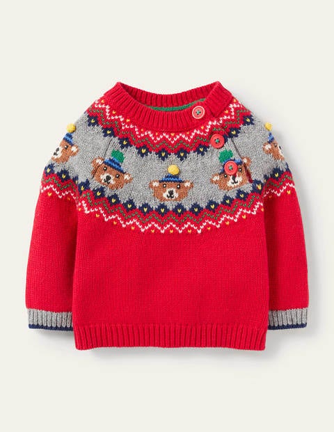 Fair Isle Sweater - Rockabilly Red Bears Fair Isle Sweater - Rockabilly Red Bears