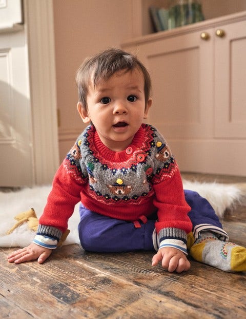 Fair Isle Sweater - Rockabilly Red Bears Fair Isle Sweater - Rockabilly Red Bears