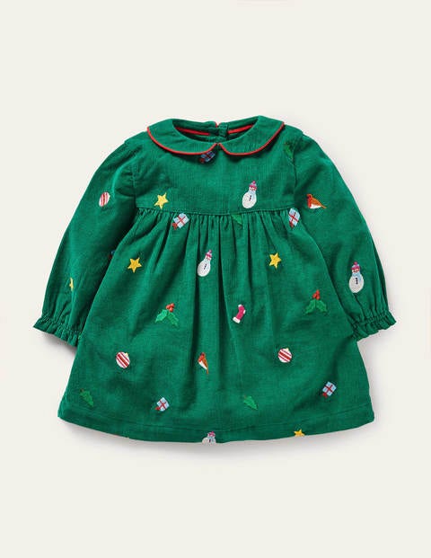 Festive Embroidered Dress - Forest Green Christmas Festive Embroidered Dress - Forest Green Christmas