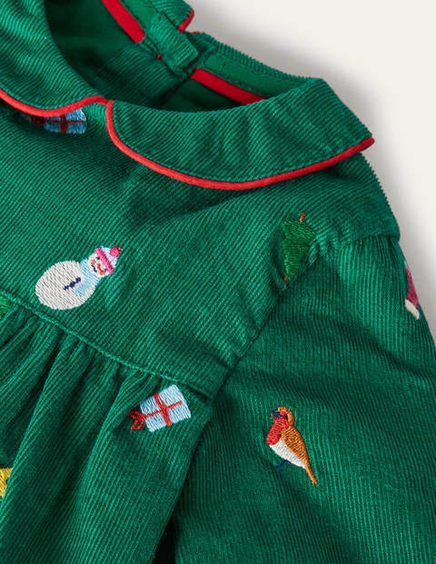 Festive Embroidered Dress - Forest Green Christmas Festive Embroidered Dress - Forest Green Christmas