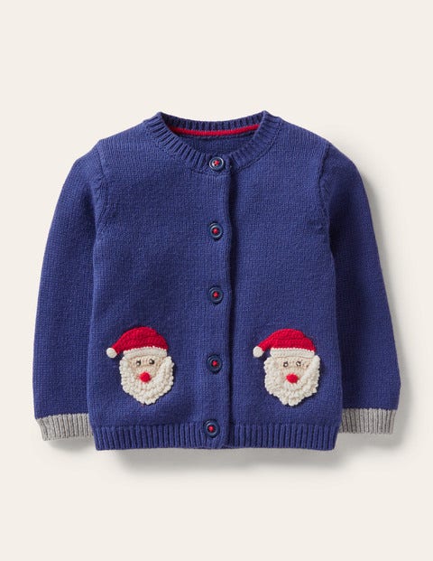 Weihnachts-Cardigan - Segelblau, Weihnachtsmann Weihnachts-Cardigan - Segelblau, Weihnachtsmann