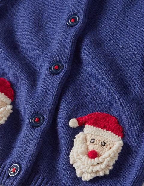 Weihnachts-Cardigan - Segelblau, Weihnachtsmann Weihnachts-Cardigan - Segelblau, Weihnachtsmann