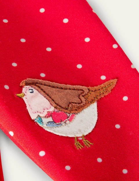 Festive Appliqué Leggings - Rockabilly Red Spot Robins Festive Appliqué Leggings - Rockabilly Red Spot Robins