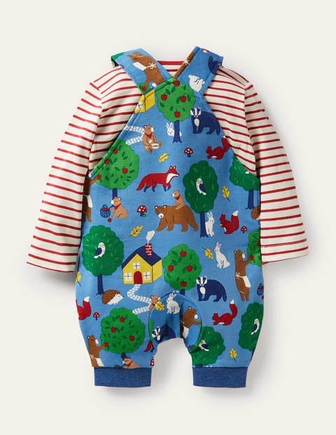 Printed Jersey Dungaree Set - Elizabethan Blue Bears Printed Jersey Dungaree Set - Elizabethan Blue Bears