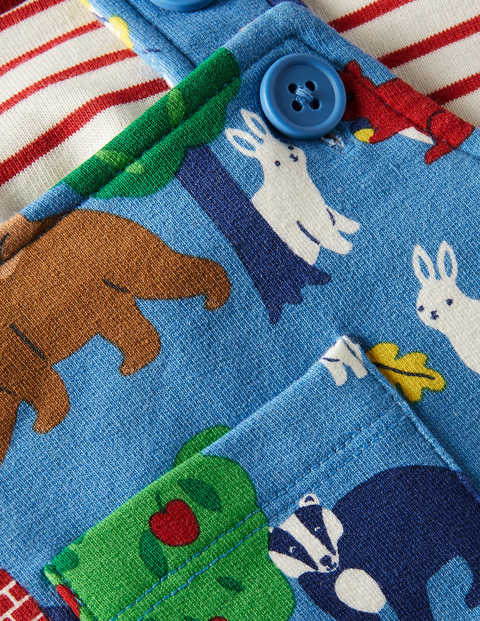 Printed Jersey Dungaree Set - Elizabethan Blue Bears Printed Jersey Dungaree Set - Elizabethan Blue Bears