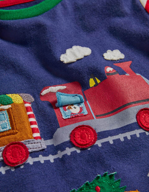 Festive Lift-The-Flap T-Shirt - Starboard Blue Train Festive Lift-The-Flap T-Shirt - Starboard Blue Train
