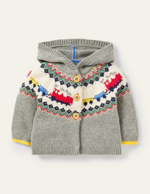 Fair Isle Knitted Jacket - Grey Marl Trains Fair Isle Knitted Jacket - Grey Marl Trains