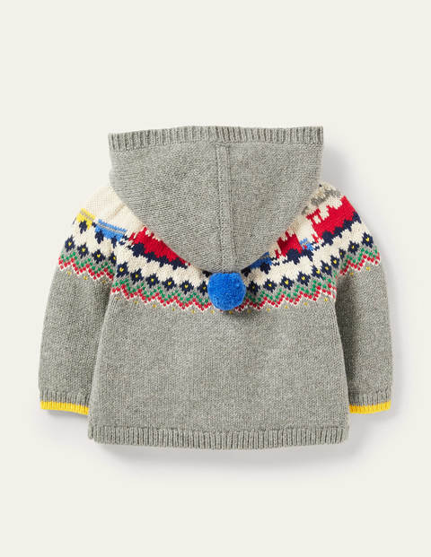Fair Isle Knitted Jacket - Grey Marl Trains Fair Isle Knitted Jacket - Grey Marl Trains