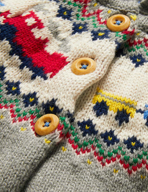 Fair Isle Knitted Jacket - Grey Marl Trains Fair Isle Knitted Jacket - Grey Marl Trains